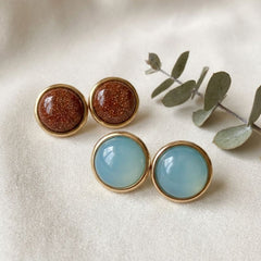 BRINCO DOURADO TODO DIA PEDRA CABOCHÃO 12MM ARO 14,8MM