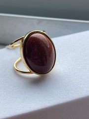 ANEL DE REGULAGEM DOURADO CLÁSSICOS BÁSICOS PEDRA OVAL