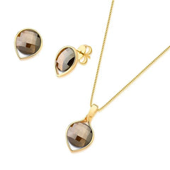 CONJUNTO FACETADO PEROLADO DETALHE GOTA DOURADO