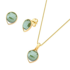 CONJUNTO FACETADO PEROLADO DETALHE GOTA DOURADO