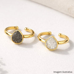 ANEL DE REGULAGEM DOURADO EM DRUSA FORMATO GOTA