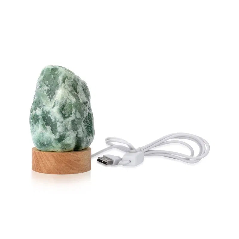 LUMINÁRIA PEQUENA COM LUZ BRANCA – PEDRA QUARTZO VERDE